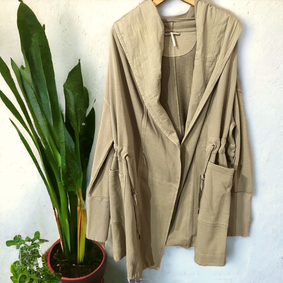 Free People Jackets & Blazers - Free People Shawl Collar Drawstring Terry Lined Hooded Jacket! LG, NWT